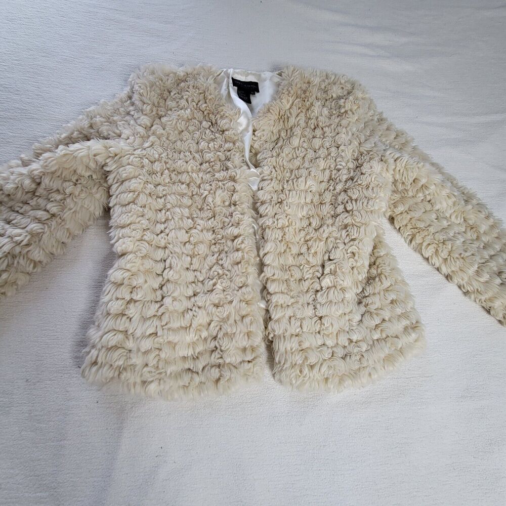 Live a Little Top Coat Jacket Womens Size Large Faux Fur Cream/White Size XL - Picture 2 of 16